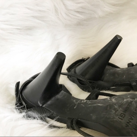 GIANNI BINI BLACK STRAPPY Embellished Stone Heels - Picture 5 of 7